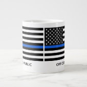 Custom Thin Blue Line American Flag Jumbo-Tasse (Vorderseite)