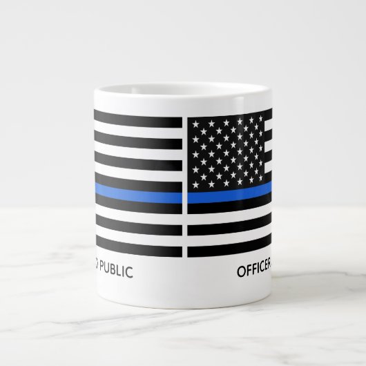Custom Thin Blue Line American Flag Jumbo-Tasse (Vorderseite)