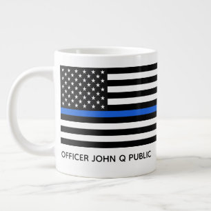 Custom Thin Blue Line American Flag Jumbo-Tasse