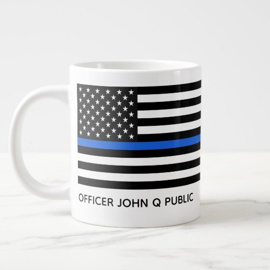 Custom Thin Blue Line American Flag Jumbo-Tasse (Links)