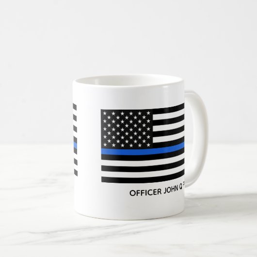 Custom Thin Blue Line American Flag Kaffeetasse (VorderseiteRechts)