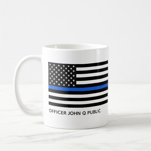 Custom Thin Blue Line American Flag Kaffeetasse (Links)