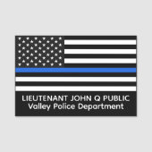 Custom Thin Blue Line American Flag Namensschild (Vorderseite)