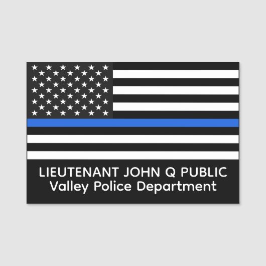 Custom Thin Blue Line American Flag Namensschild (Vorderseite)