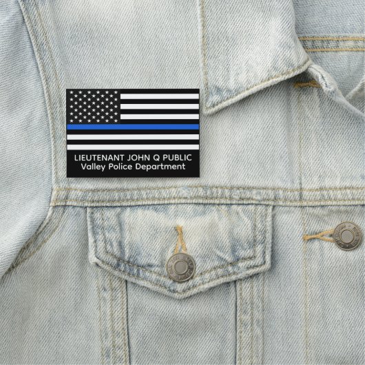 Custom Thin Blue Line American Flag Namensschild (Beispiel)