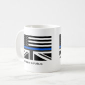 Custom Thin Blue Line American und UK Flag Kaffeetasse (Vorderseite Links)