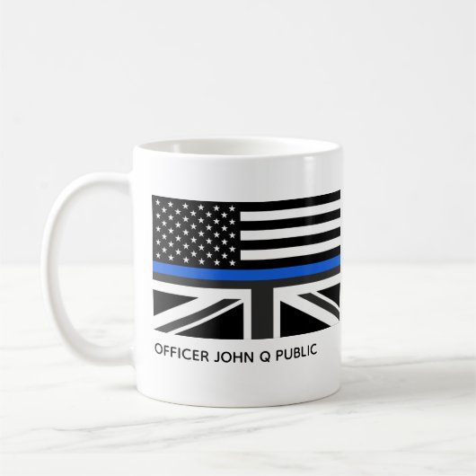 Custom Thin Blue Line American und UK Flag Kaffeetasse (Links)