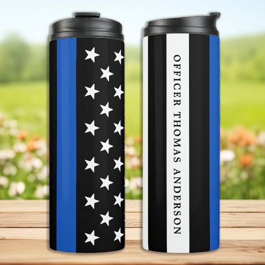 Custom Thin Blue Line Flag Police Officer Thermosbecher