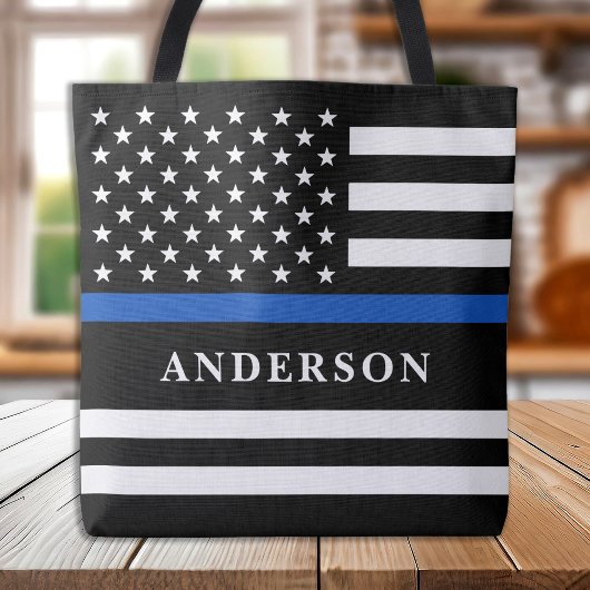 Custom Thin Blue Line Personalisiert Police Office Tasche