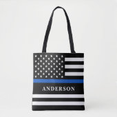 Custom Thin Blue Line Personalisiert Police Office Tasche (Vorderseite)