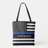 Custom Thin Blue Line Personalisiert Police Office Tasche (Rückseite)