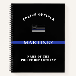 Custom Thin Blue Line Police Officer Flag Polizist Notizblock