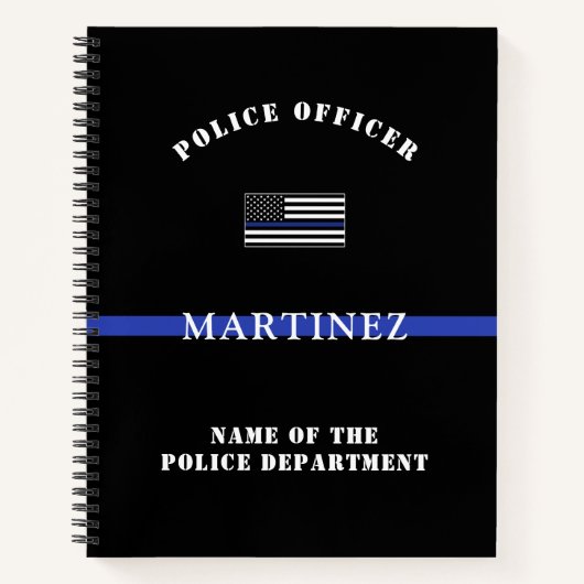 Custom Thin Blue Line Police Officer Flag Polizist Notizblock (Vorderseite)