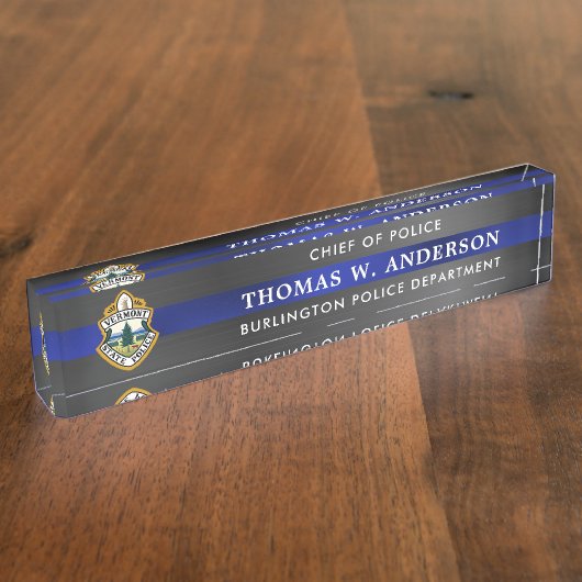 Custom Thin Blue Line Police Officer Law Dept Logo Namensplakette (Seite)