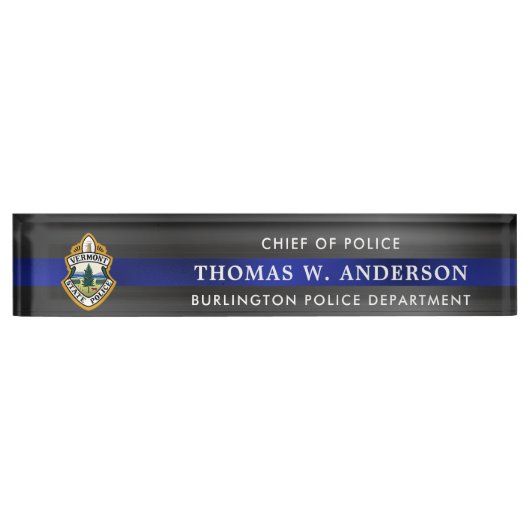 Custom Thin Blue Line Police Officer Law Dept Logo Namensplakette (Vorderseite)