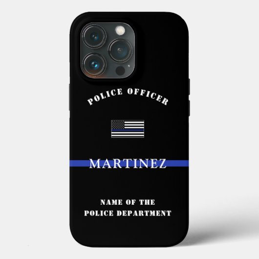 Custom Thin Blue Line Police Officer US Flag Case-Mate iPhone Hülle (Rückseite)