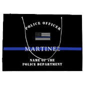Custom Thin Blue Line Police Officer US Flag Poliz Große Geschenktüte (Rückseite)