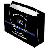 Custom Thin Blue Line Police Officer US Flag Poliz Große Geschenktüte (Rückseite Schrägansicht)
