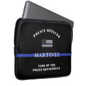 Custom Thin Blue Line Police Officer US Flag Poliz Laptopschutzhülle (Vorne Rechts)