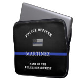 Custom Thin Blue Line Police Officer US Flag Poliz Laptopschutzhülle (Vorderseite Links)