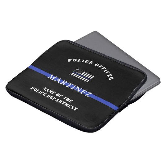 Custom Thin Blue Line Police Officer US Flag Poliz Laptopschutzhülle (Vorne Oben)