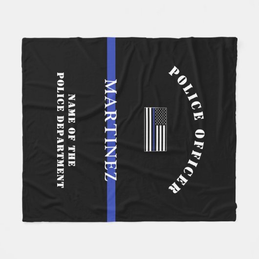 Custom Thin Blue Line Polizeidirektor Polizeiabtei Fleecedecke (Vorderseite (Horizontal))