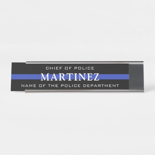 Custom Thin Blue Line Polizeidirektor Polizeiabtei Schreibtischnamensplakette (Vorderseite )