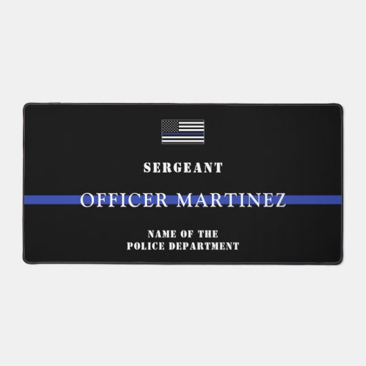 Custom Thin Blue Line Polizeidirektor Polizeiabtei Schreibtischunterlage (Vorderseite)