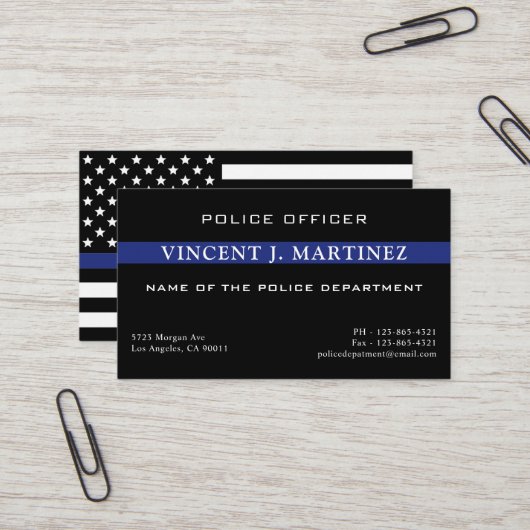 Custom Thin Blue Line Polizeidirektor Polizeiabtei Visitenkarte (Vorderseite/Rückseite Beispiel)