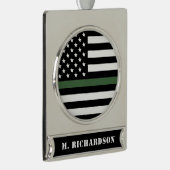 Custom Thin Green Line USA Flag Military Army Hero Banner-Ornament Silber (Rechts)