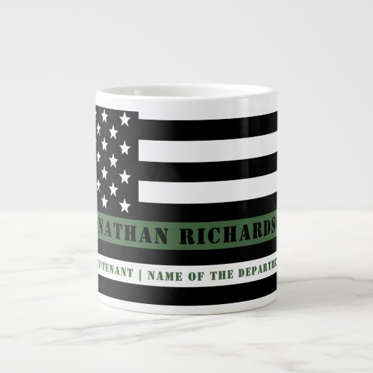 Custom Thin Green Line USA Flag Military Soldier Jumbo-Tasse (Vorderseite)