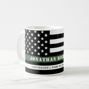 Custom Thin Green Line USA Flag Military Soldier Kaffeetasse