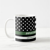 Custom Thin Green Line USA Flag Military Soldier Kaffeetasse (Links)
