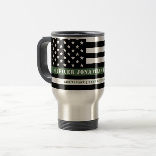Custom Thin Green Line USA Flag Military Soldier Reisebecher (Vorderseite Links)