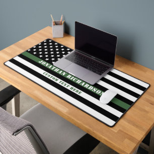 Custom Thin Green Line USA Flag Military Soldier Schreibtischunterlage