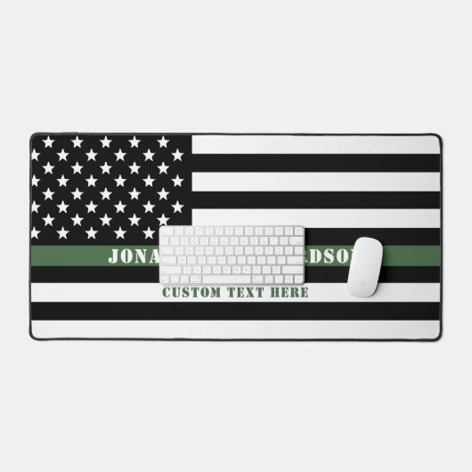 Custom Thin Green Line USA Flag Military Soldier Schreibtischunterlage (Tastatur & Maus)