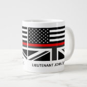 Custom Thin Red Line American und UK Flag Jumbo-Tasse (Vorderseite Rechts)