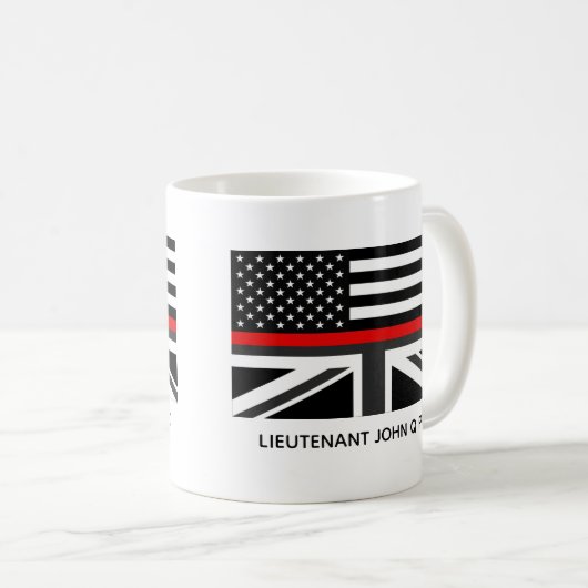 Custom Thin Red Line American und UK Flag Kaffeetasse (VorderseiteRechts)