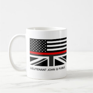 Custom Thin Red Line American und UK Flag Kaffeetasse