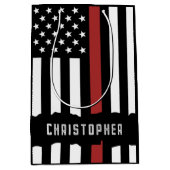 Custom Thin Red Line Feuerwehraufwertung Mittlere Geschenktüte (Vorderseite)