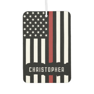 Custom Thin Red Line USA Flag Firefighter Autolufterfrischer