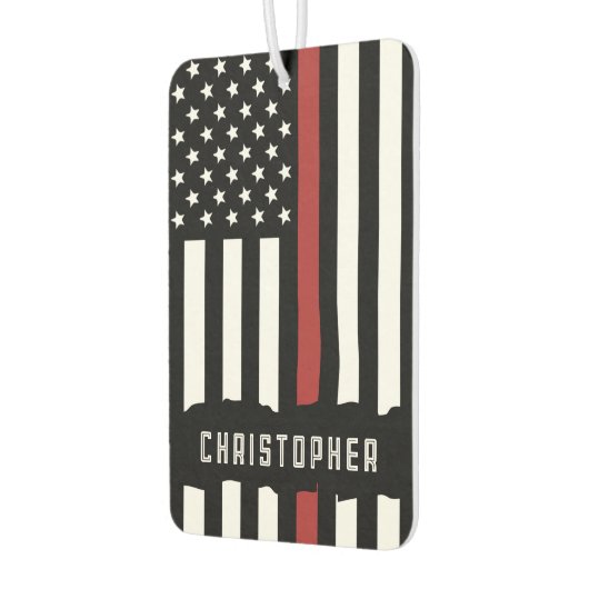 Custom Thin Red Line USA Flag Firefighter Autolufterfrischer (Links)