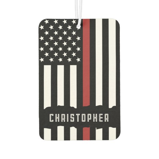 Custom Thin Red Line USA Flag Firefighter Autolufterfrischer (Rückseite)