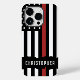 Custom Thin Red Line USA Flag Firefighter Case-Mate iPhone 14 Pro Hülle