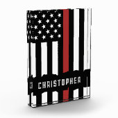Custom Thin Red Line USA Flag Firefighter Fotoblock (Links)