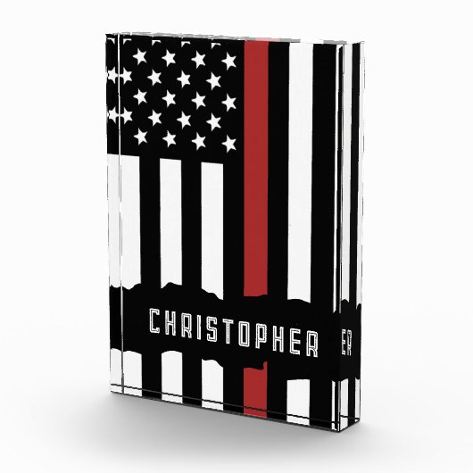 Custom Thin Red Line USA Flag Firefighter Fotoblock (Rechts)