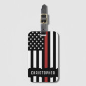 Custom Thin Red Line USA Flag Firefighter Gepäckanhänger (Vorderseite Vertikal)