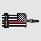 Custom Thin Red Line USA Flag Firefighter Gepäckanhänger (Vorderseite (Horizontal))