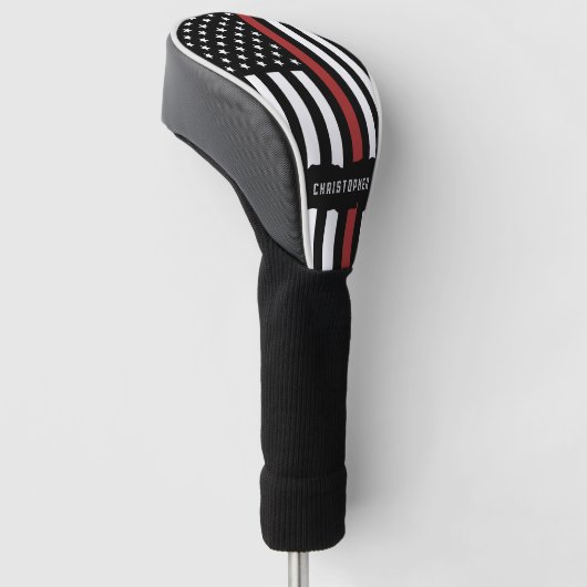 Custom Thin Red Line USA Flag Firefighter Golf Headcover (angewinkelt)