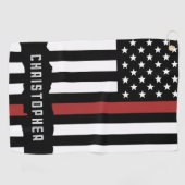 Custom Thin Red Line USA Flag Firefighter Golfhandtuch (Horizontal)